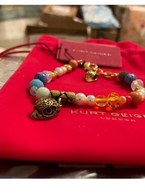 Kurt Geiger Multicolor Beaded Owl Charm Bracelet - Gold Accent
